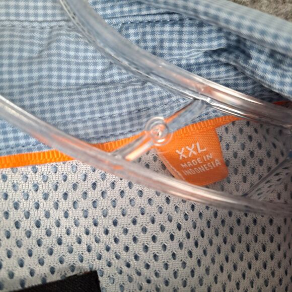 Orvis Shirt Men XXL Blue Button Down Short Sleeve Vented Fishing Hiking Tech - Picture 5 of 15